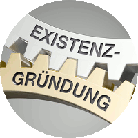 Zahnräder mit Text Existenzgründer